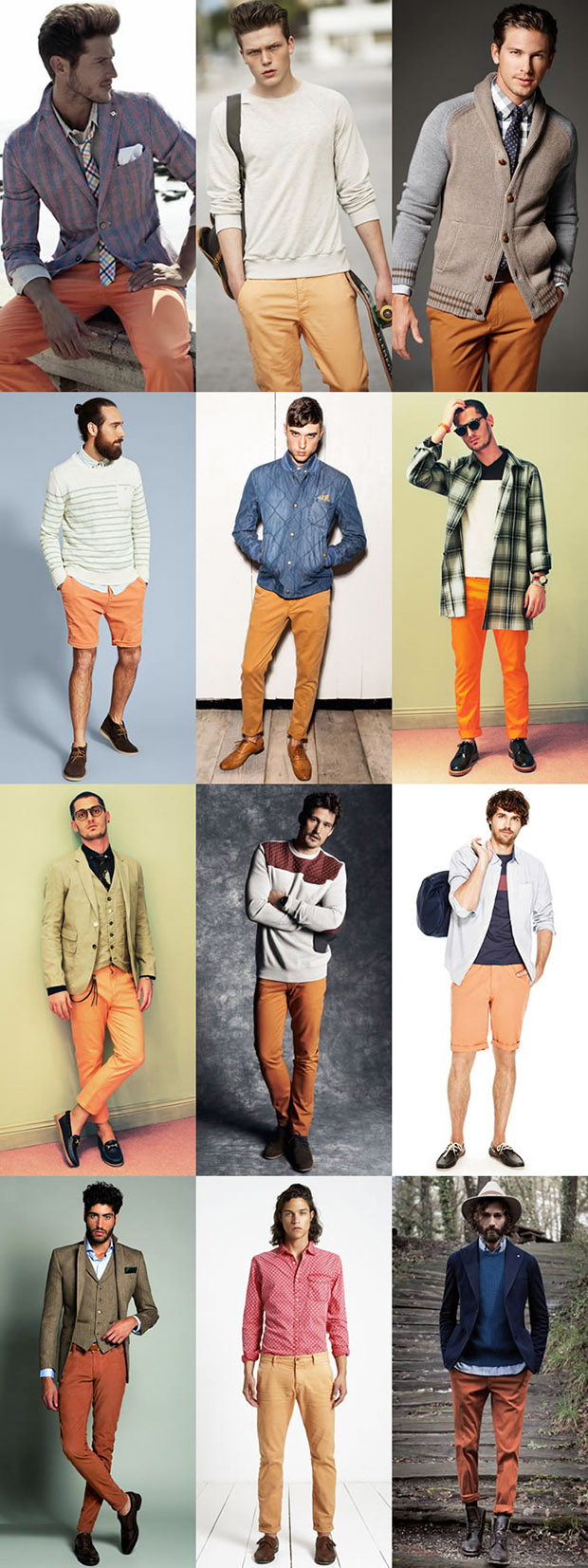 Мужские оранжевые брюки, джинсы